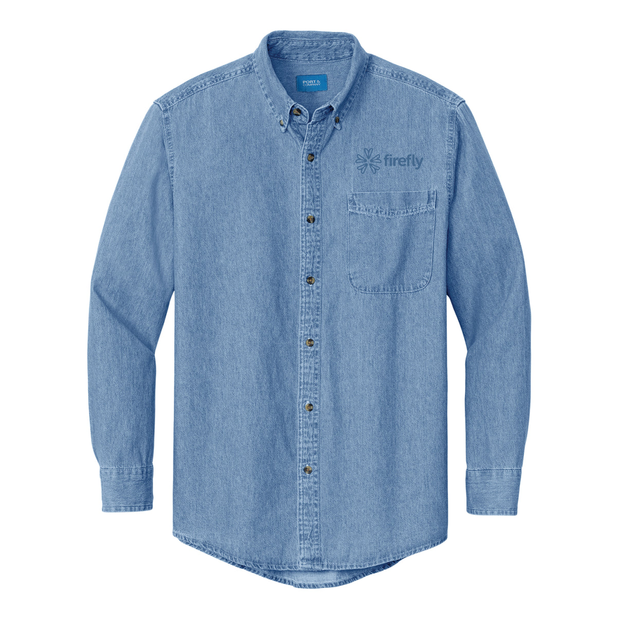 Men's Custom Port & Co Long Sleeve Value Denim Shirt