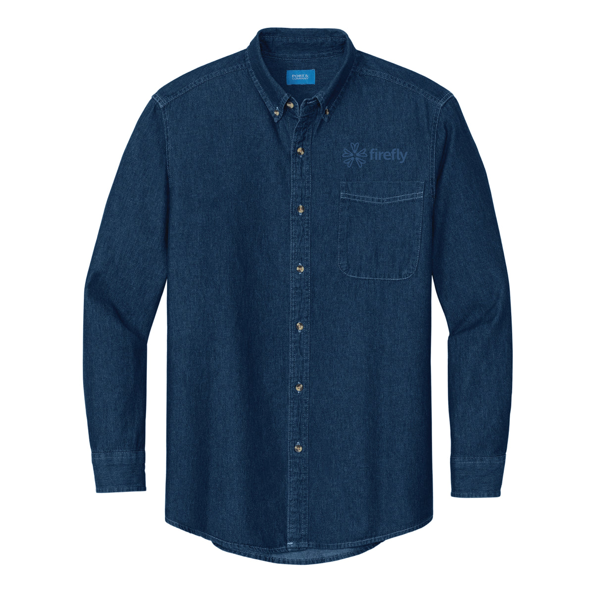 Men's Custom Port & Co Long Sleeve Value Denim Shirt