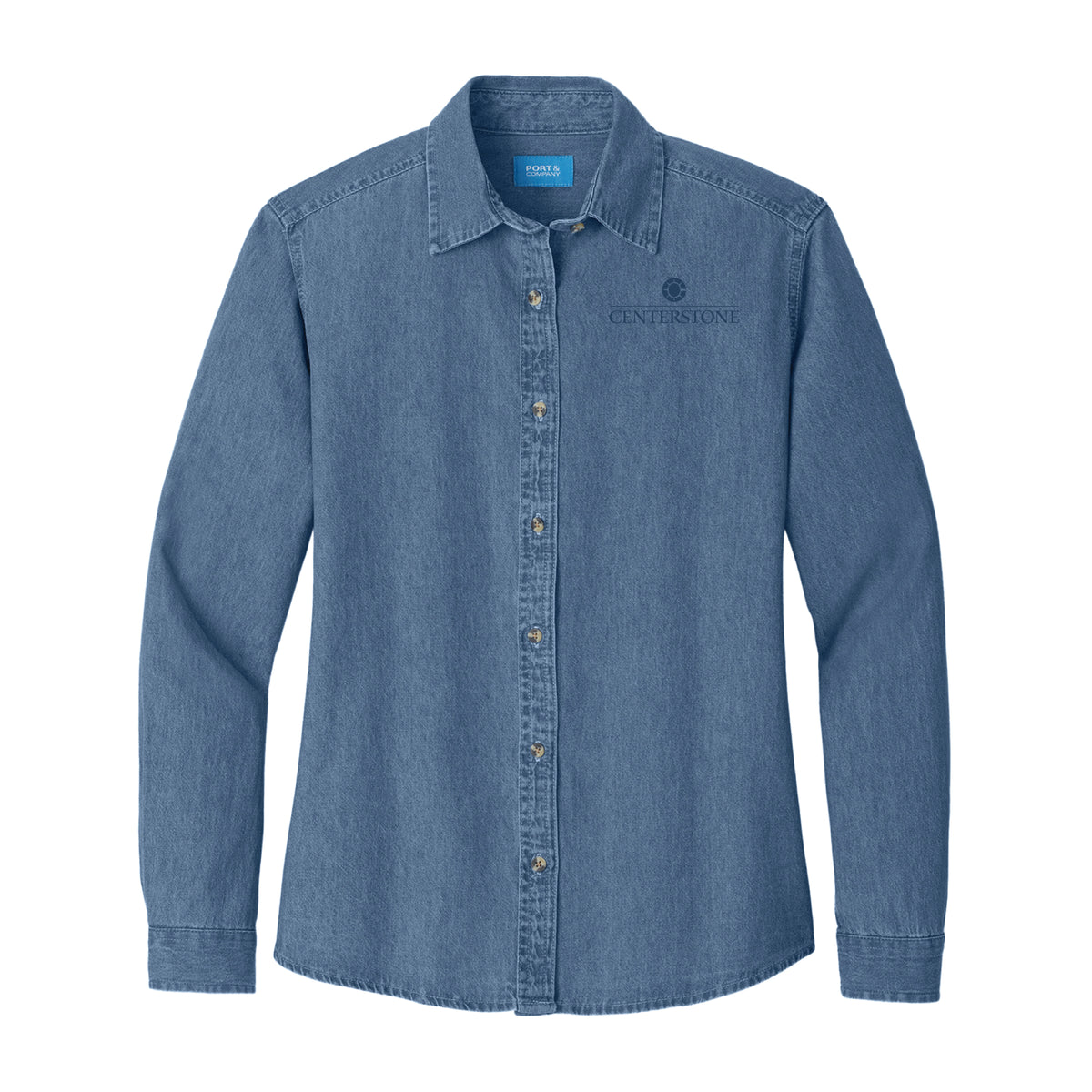 Women’s Custom Port & Co Long Sleeve Value Denim Shirt