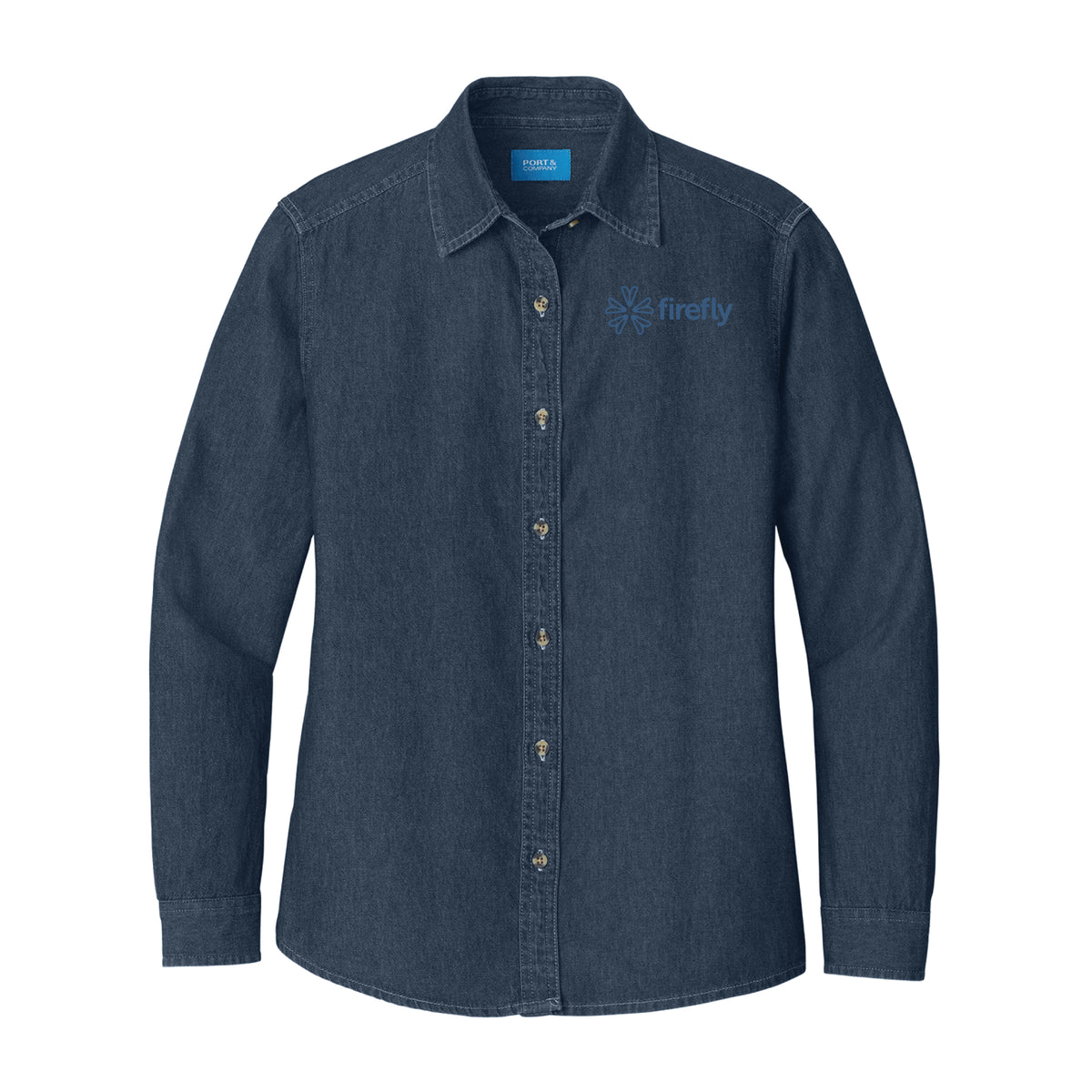 Women’s Custom Port & Co Long Sleeve Value Denim Shirt